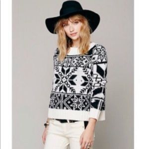 Free People chunky sweater snowflake wool blend